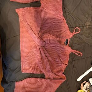 Blush Off-the-Shoulder Pink Sweater